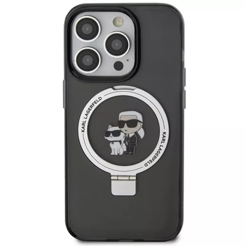 Karl Lagerfeld KLHMP15LHMRSKCK Hardcase Ring Stand MagSafe für iPhone 15 Pro 6.1 Schwarz