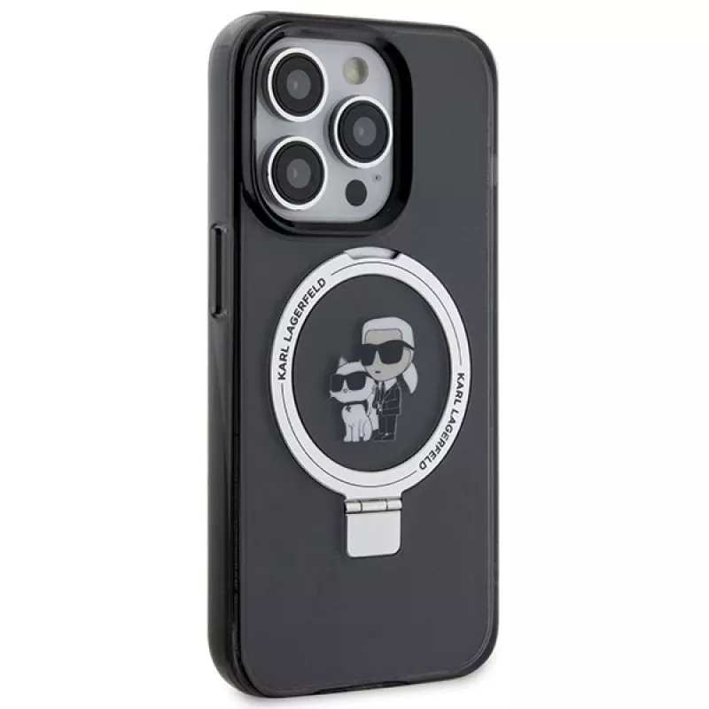 Karl Lagerfeld KLHMP15LHMRSKCK Hardcase Ring Stand MagSafe für iPhone 15 Pro 6.1 Schwarz