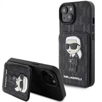 Karl Lagerfeld KLHCP15SSAKKNSCK Saffiano Ikonik Hard Case für iPhone 15/14/13 6,1 inch - Schwarz