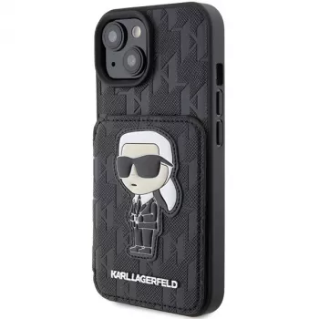 Karl Lagerfeld KLHCP15SSAKKNSCK Saffiano Ikonik Hard Case für iPhone 15/14/13 6,1 inch - Schwarz