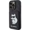 Karl Lagerfeld KLHCP15LSAKCNSCK iPhone 15 Pro 6,1 Schwarz Hardcase Saffiano Kartenfächer und Standfuß Monogram Choupette
