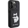 Karl Lagerfeld KLHCP15LSAKCNSCK iPhone 15 Pro 6,1 Schwarz Hardcase Saffiano Kartenfächer und Standfuß Monogram Choupette