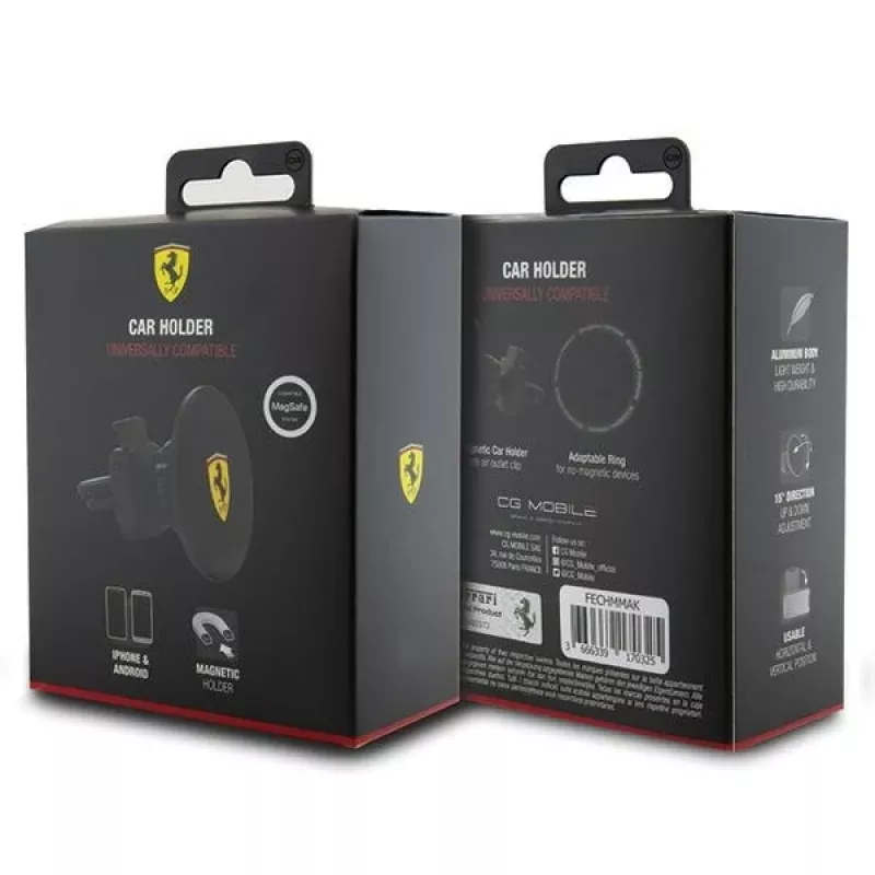 Ferrari Magnetischer Auto-Handyhalter FECHMMAK für Lüftung, Schwarz, 2023 Kollektion, MagSafe-kompatibel