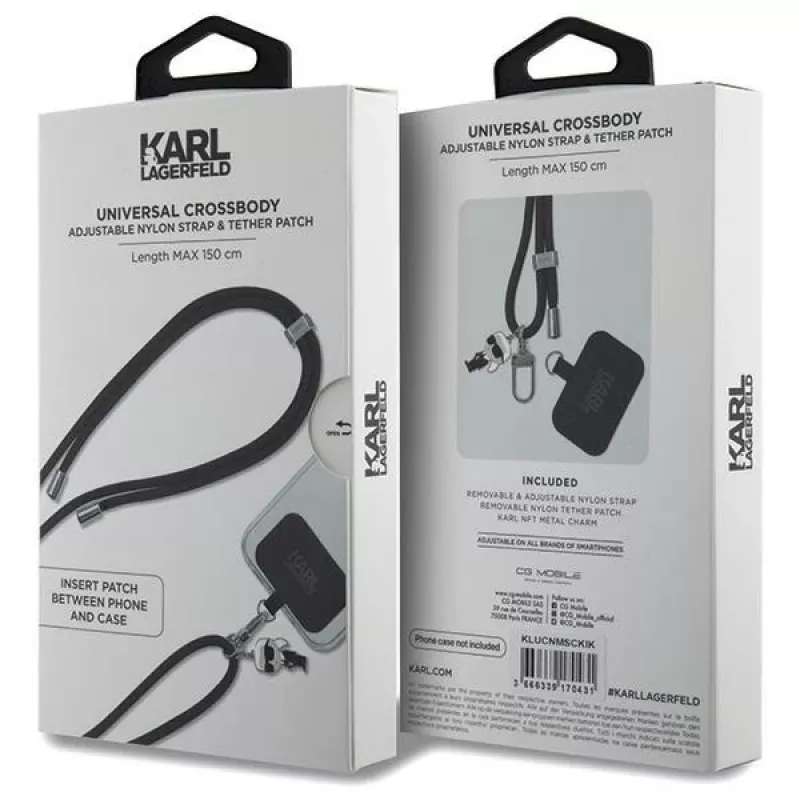 Karl Lagerfeld CBDY Cord Universal Phone Lanyard / Strap (Black)