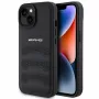 AMG AMHCP15MGSEBK Hardcase Leder Etui mit geprägten Linien für iPhone 15 Plus / 14 Plus 6,7 inch Schwarz