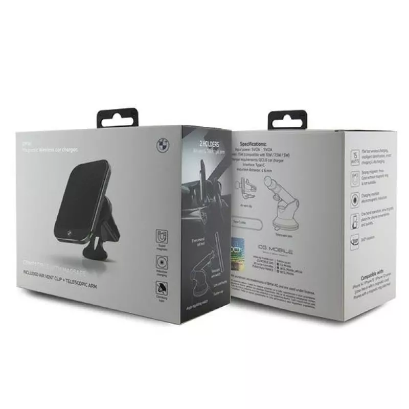 BMW Induktives Autoladegerät BMMWCCDTPK 15W Windschutzscheibe/Lüftung Schwarz MagSafe Signature Edition