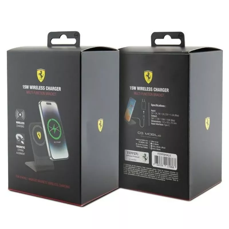 Ferrari 2023 Collection MagSafe 15W Wireless Charging Pad - Black