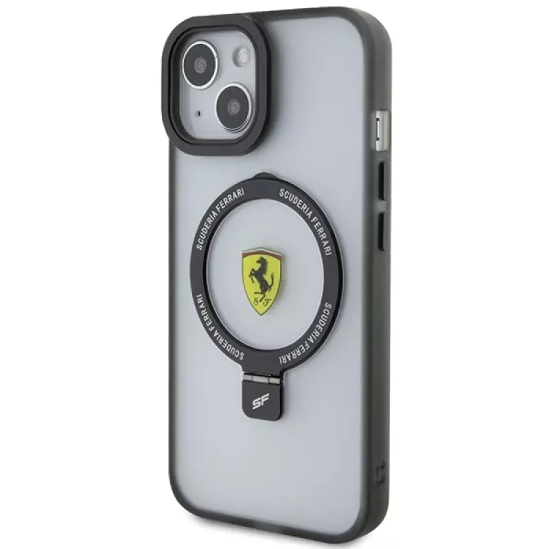 Ferrari FEHMP15SUSCAH iPhone 15 / 14 / 13 6.1 Transparente Hartschale mit Ringhalter 2023 Kollektion MagSafe