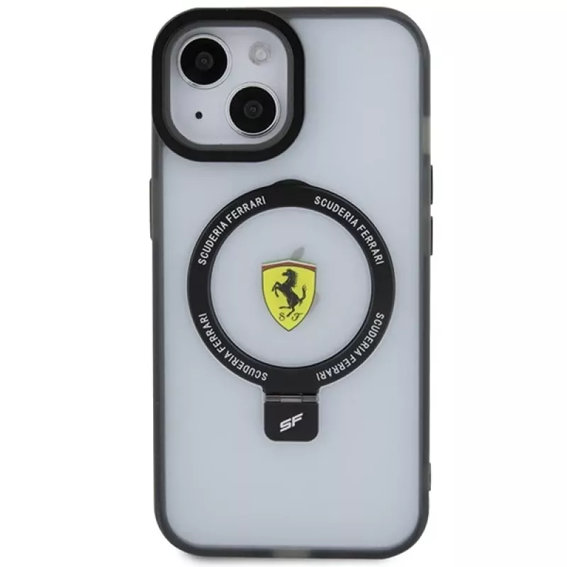 Ferrari FEHMP15SUSCAH iPhone 15 / 14 / 13 6.1 Transparente Hartschale mit Ringhalter 2023 Kollektion MagSafe
