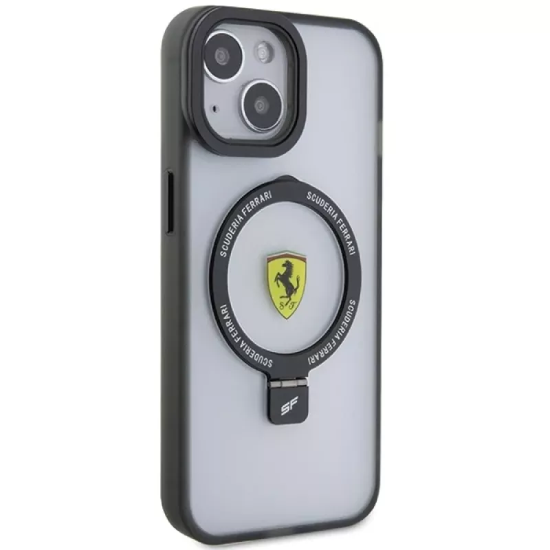 Ferrari FEHMP15SUSCAH iPhone 15 / 14 / 13 6.1 Transparente Hartschale mit Ringhalter 2023 Kollektion MagSafe