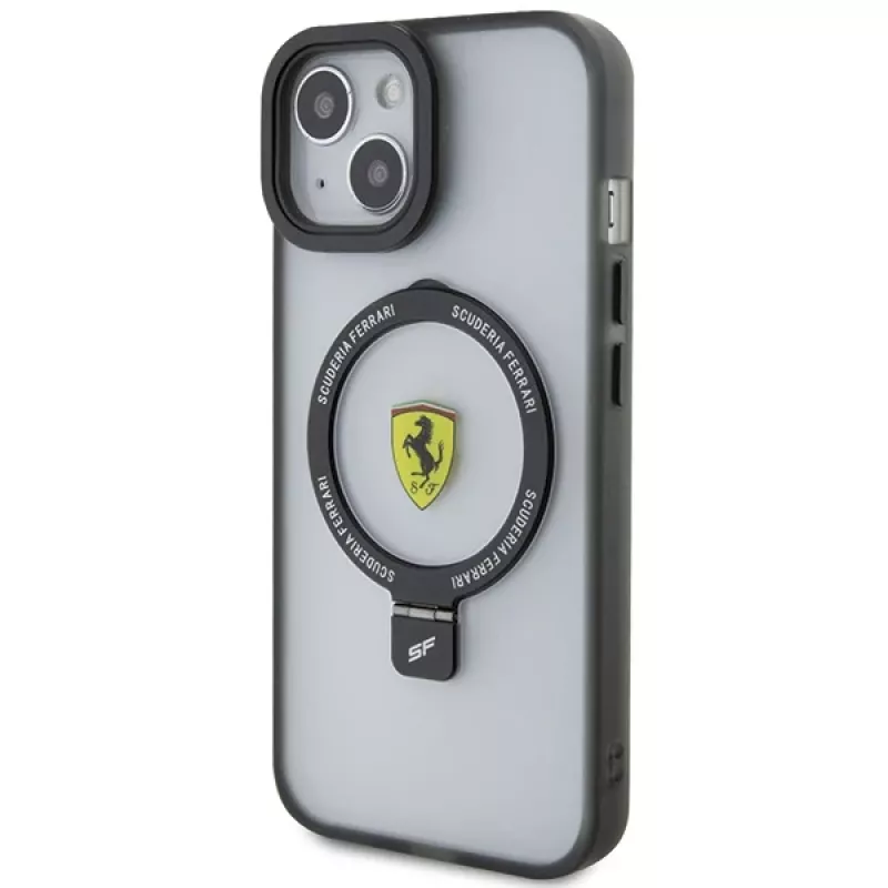 Ferrari FEHMP15MUSCAH iPhone 15 Plus / 14 Plus 6,7 inch Transparente Hartschale mit Ringhalterung, MagSafe, 2023 Kollektion
