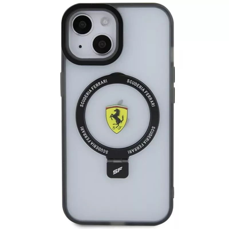Ferrari FEHMP15MUSCAH iPhone 15 Plus / 14 Plus 6,7 inch Transparente Hartschale mit Ringhalterung, MagSafe, 2023 Kollektion