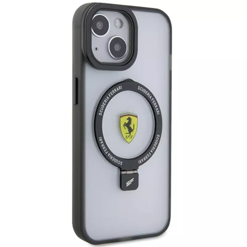 Ferrari FEHMP15MUSCAH iPhone 15 Plus / 14 Plus 6,7 inch Transparente Hartschale mit Ringhalterung, MagSafe, 2023 Kollektion