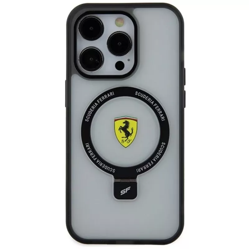 Ferrari FEHMP15LUSCAH iPhone 15 Pro 6,1 inch Transparente Hartschale mit Ringhalterung, MagSafe-kompatibel, Kollektion 2023