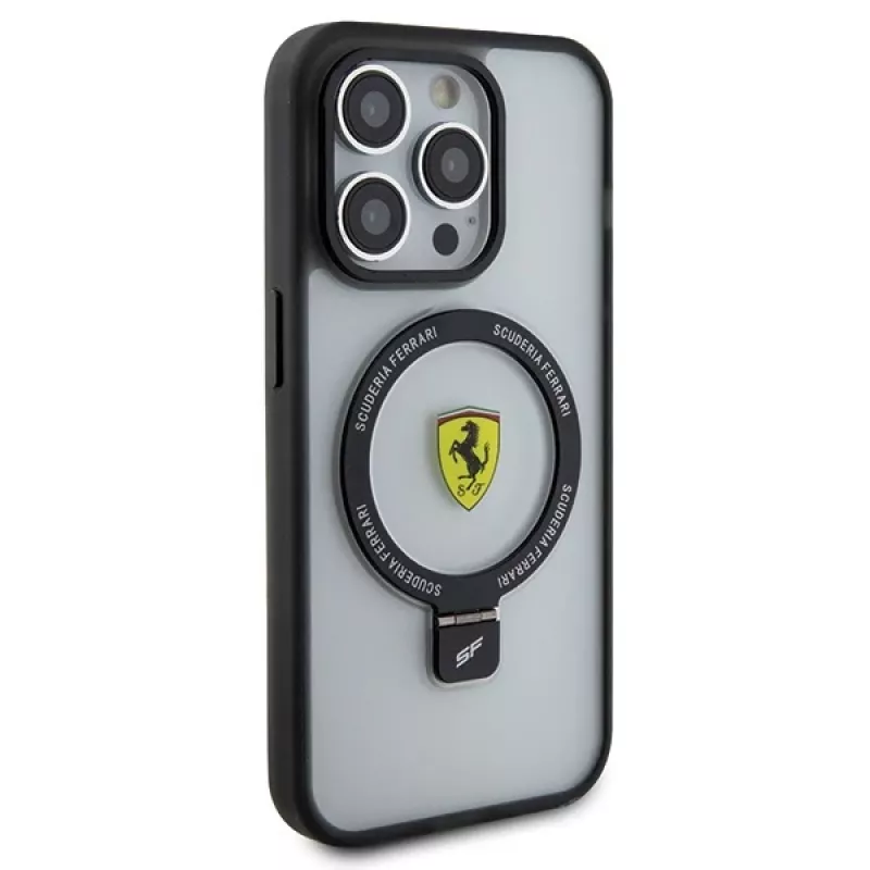 Ferrari FEHMP15LUSCAH iPhone 15 Pro 6,1 inch Transparente Hartschale mit Ringhalterung, MagSafe-kompatibel, Kollektion 2023