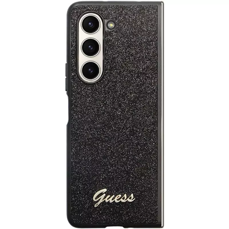 Guess Glitter Script F946 Hard Case für Samsung Galaxy Z Fold5, Schwarz