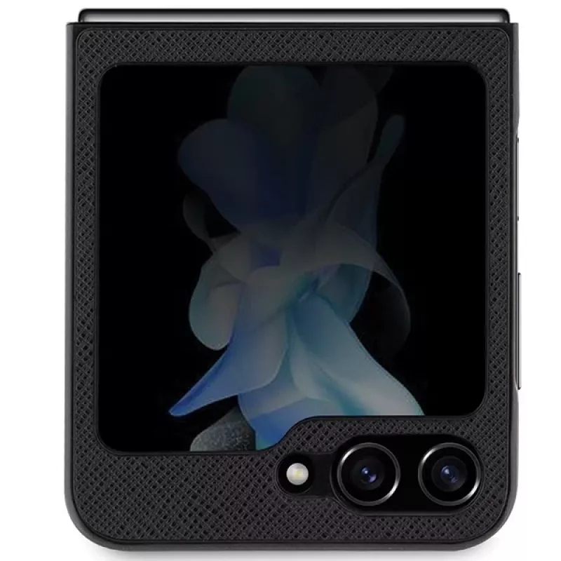 Karl Lagerfeld Saffiano Karl & Choupette Pin Hard Case für Samsung Galaxy Z Flip5, Schwarz