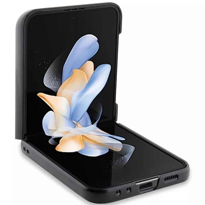 Karl Lagerfeld Saffiano Karl & Choupette Pin Hard Case für Samsung Galaxy Z Flip5, Schwarz