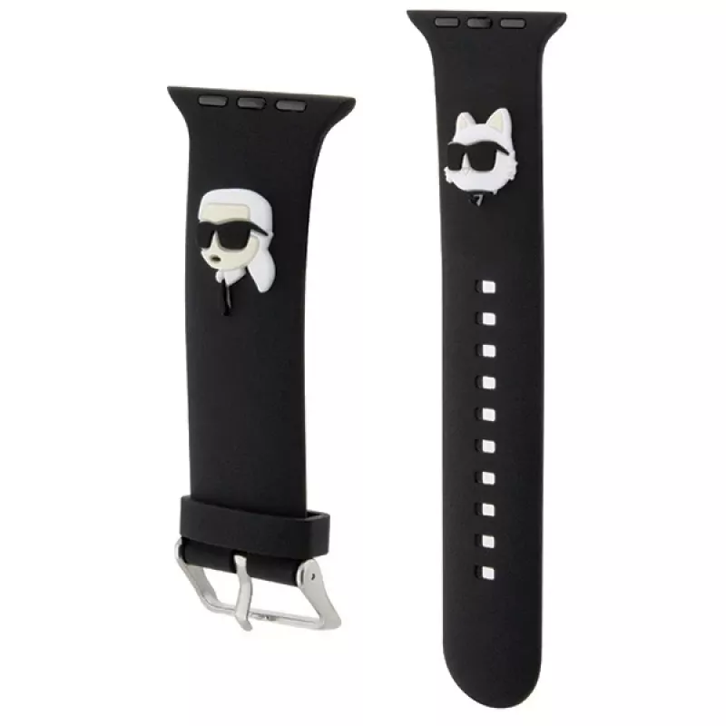 Karl Lagerfeld 3D Rubber Karl & Choupette Heads NFT Apple Watch Armband 38/40/41mm Schwarz
