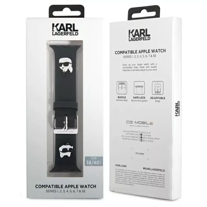 Karl Lagerfeld 3D Rubber Karl & Choupette Heads NFT Apple Watch Armband 38/40/41mm Schwarz