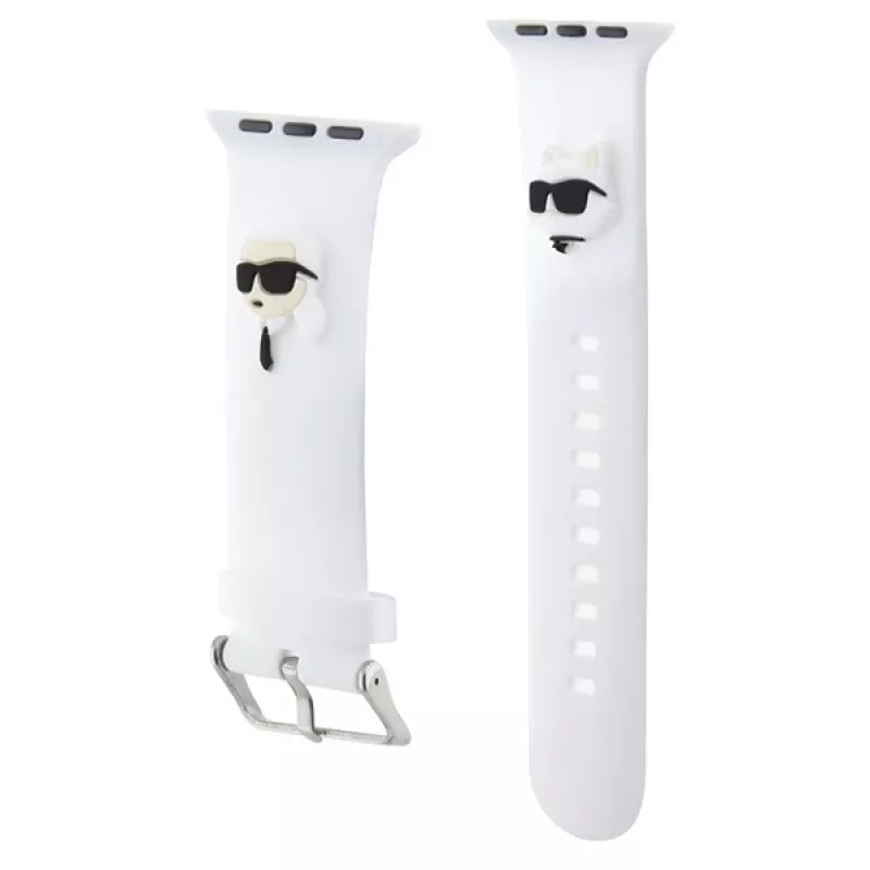 Karl Lagerfeld 3D Rubber Karl & Choupette Heads NFT Apple Watch Strap 42/44/45/49mm White