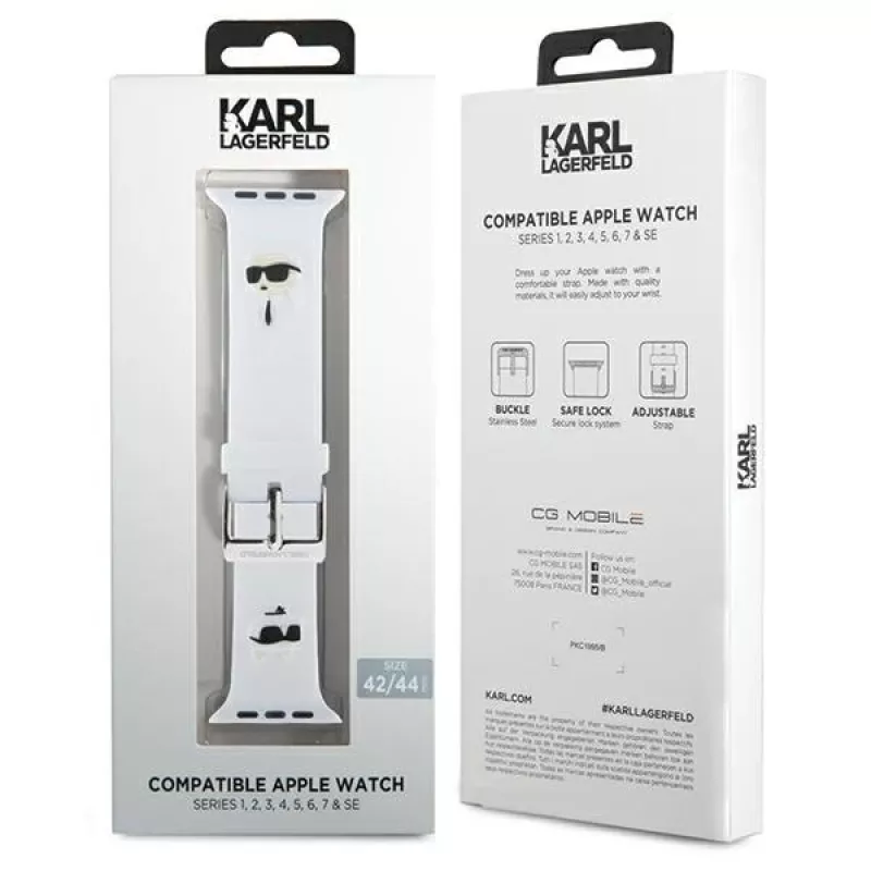 Karl Lagerfeld 3D Rubber Karl & Choupette Heads NFT Apple Watch Strap 42/44/45/49mm White