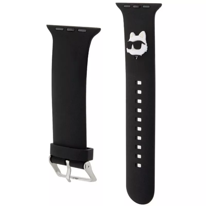 Karl Lagerfeld 3D Rubber Choupette Head Apple Watch Armband 42/44/45/49mm Schwarz