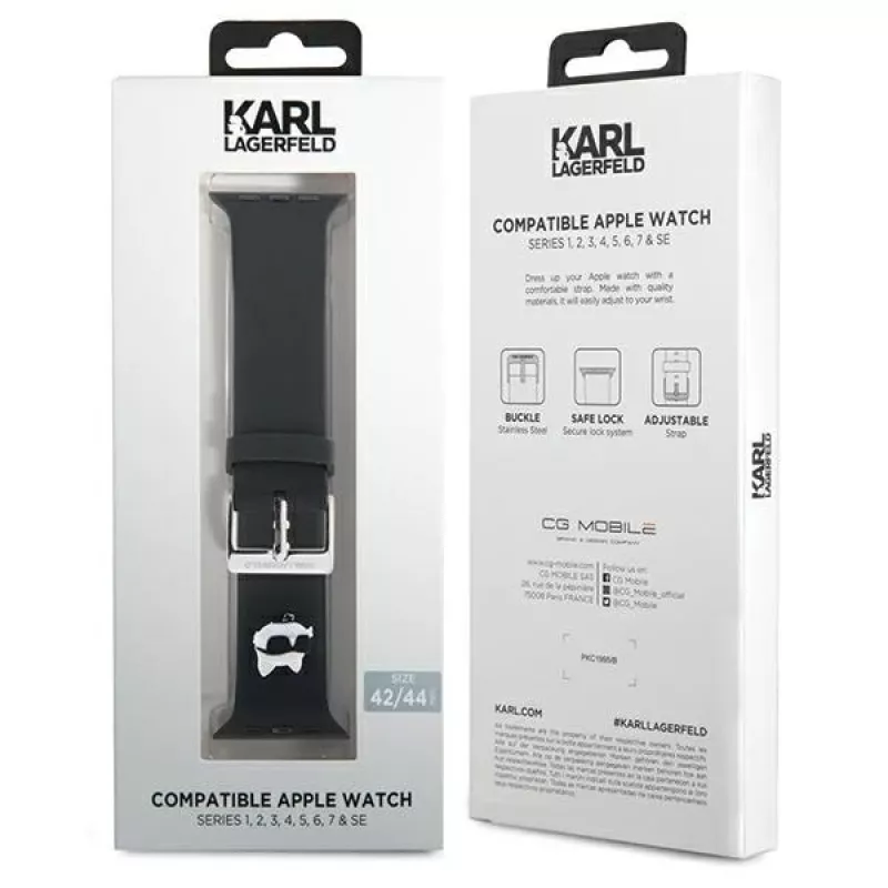 Karl Lagerfeld 3D Rubber Choupette Head Apple Watch Armband 42/44/45/49mm Schwarz