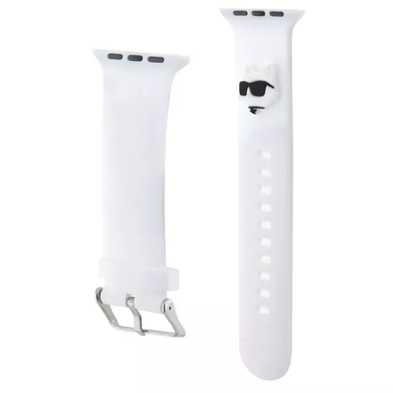 Karl Lagerfeld 3D Rubber Choupette Head Apple Watch Armband 42/44/45/49mm Weiß