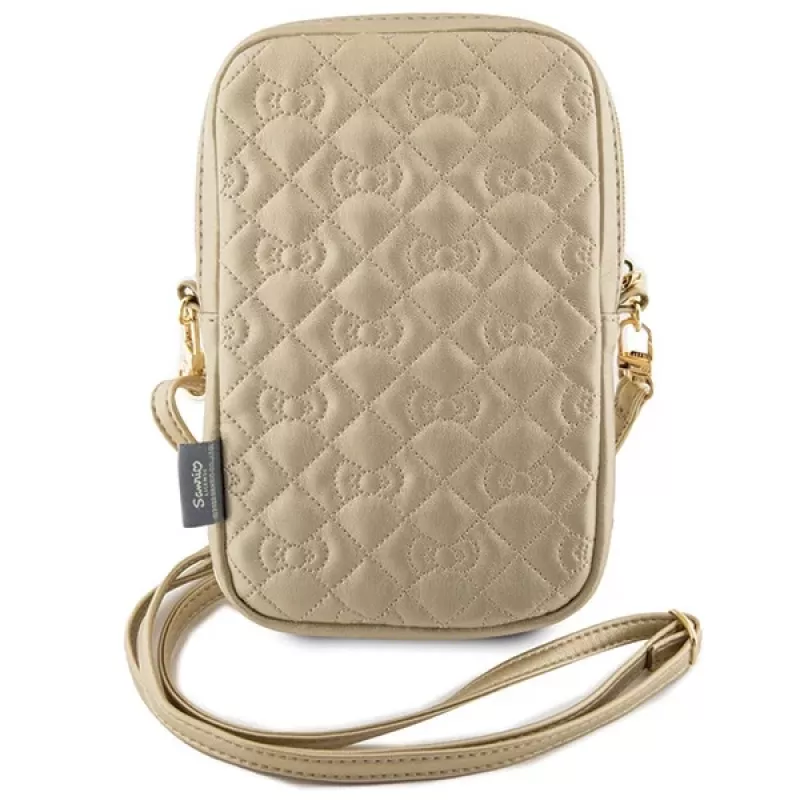 Hello Kitty Quilted Bows Strap Crossbody Phone Bag Gold