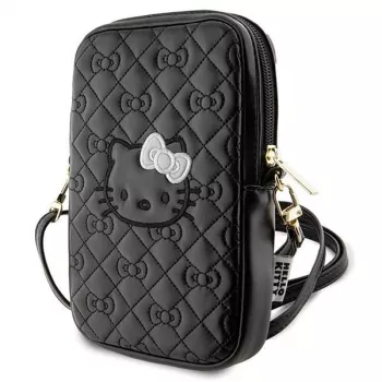 Hello Kitty Quilted Bows Strap - Umhängetasche für Handy (Schwarz)