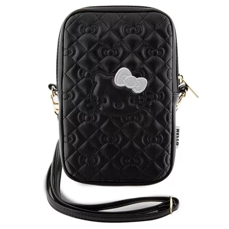 Hello Kitty Quilted Bows Strap - Umhängetasche für Handy (Schwarz)