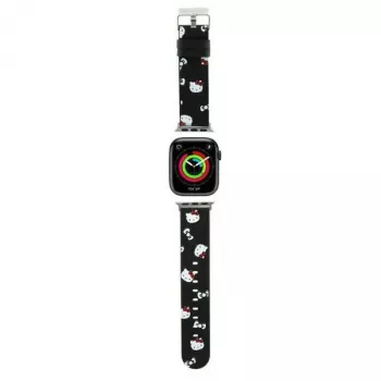 Hello Kitty HKAWMPSAPSK Apple Watch Armband 38/40/41mm Schwarz Silikon Heads & Bows Muster