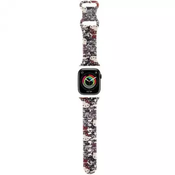 Hello Kitty HKAWMSDGPTE Apple Watch Armband 38/40/41mm Beige Silikon Graffiti Tags