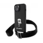 Karl Lagerfeld Saffiano Case Metal Ikonik für iPhone 15 Schwarz