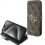Guess GUBKP15L4GMGBR iPhone 15 Pro 6,1 inch Folio Case Braun 4G Metal Logo