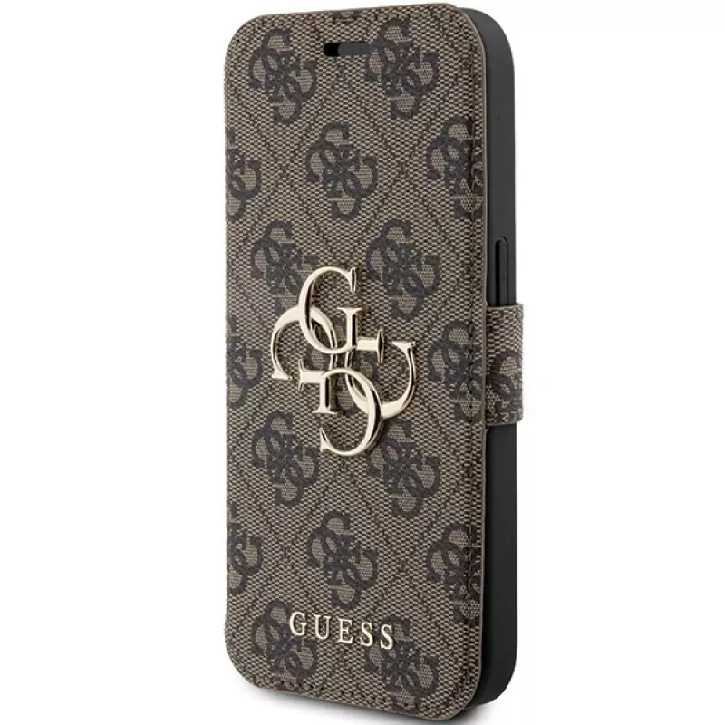 Guess GUBKP15L4GMGBR iPhone 15 Pro 6,1 inch Folio Case Braun 4G Metal Logo