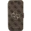 Guess GUBKP15L4GMGBR iPhone 15 Pro 6,1 inch Folio Case Braun 4G Metal Logo