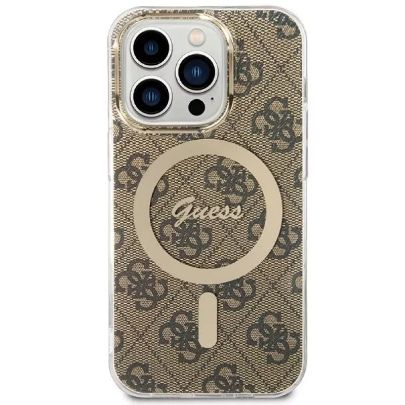 Guess GUHMP15LH4STW Hardcase für Apple iPhone 15 Pro 6,1 inch Braun IML 4G MagSafe