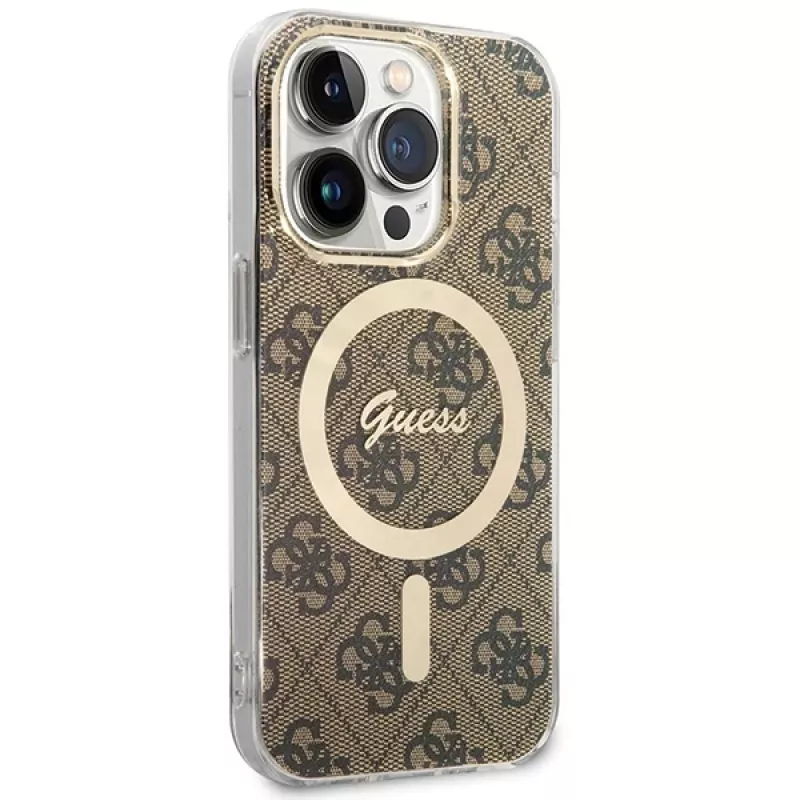 Guess GUHMP15LH4STW Hardcase für Apple iPhone 15 Pro 6,1 inch Braun IML 4G MagSafe
