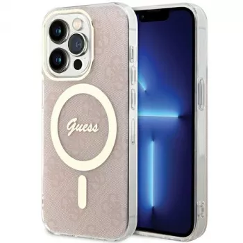 Guess GUHMP15LH4STP Hardcase für Apple iPhone 15 Pro 6,1 inch Pink IML 4G MagSafe