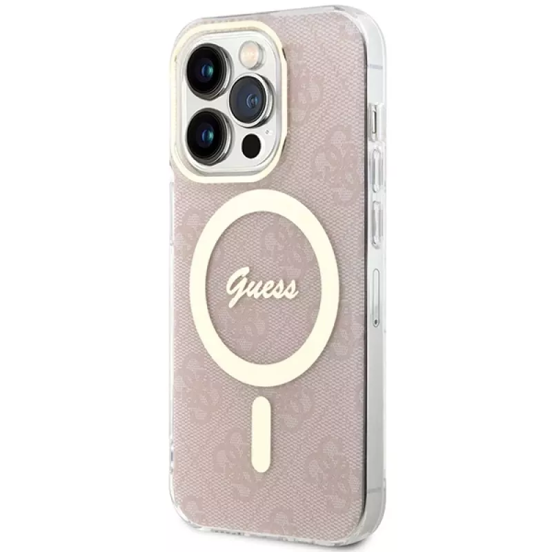 Guess GUHMP15LH4STP Hardcase für Apple iPhone 15 Pro 6,1 inch Pink IML 4G MagSafe