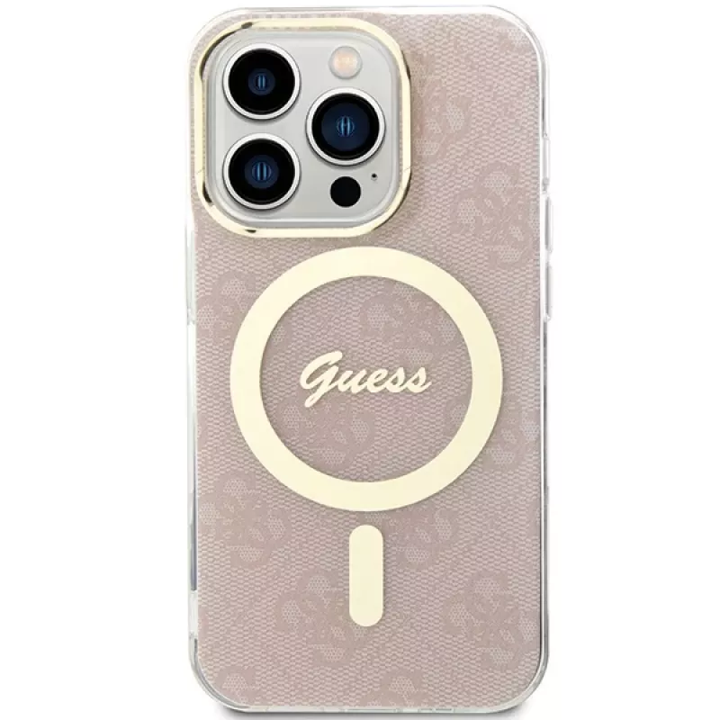 Guess GUHMP15LH4STP Hardcase für Apple iPhone 15 Pro 6,1 inch Pink IML 4G MagSafe