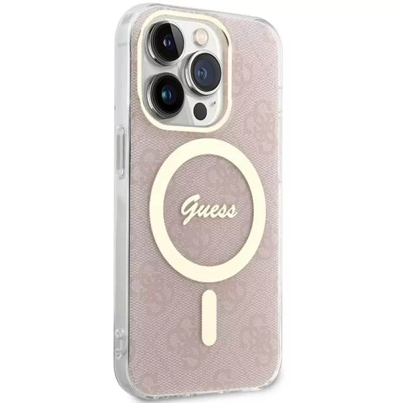 Guess GUHMP15LH4STP Hardcase für Apple iPhone 15 Pro 6,1 inch Pink IML 4G MagSafe