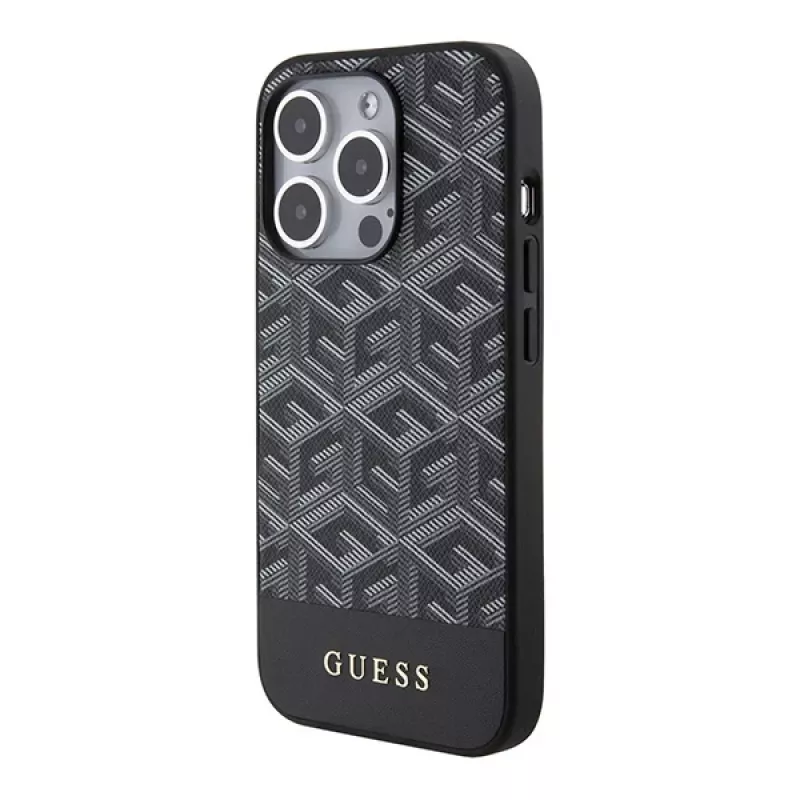 Guess GUHMP15XHGCFSEK iPhone 15 Pro Max 6.7 Black Hardcase GCube Stripes MagSafe