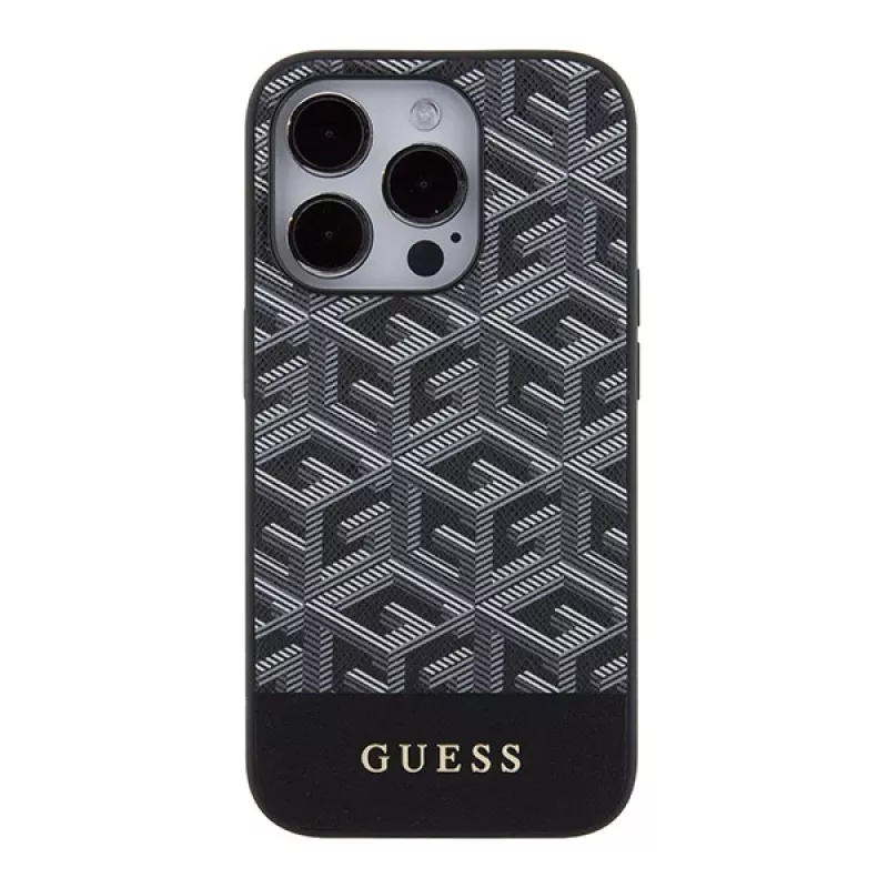Guess GUHMP15XHGCFSEK iPhone 15 Pro Max 6.7 Black Hardcase GCube Stripes MagSafe