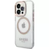 Guess GUHMP15SHTRMD Metal Outline Hard Case für iPhone 15/14/13, Gold, MagSafe
