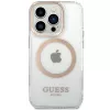 Guess GUHMP15SHTRMD Metal Outline Hard Case für iPhone 15/14/13, Gold, MagSafe