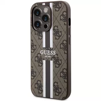 Guess GUHMP15LP4RPSW iPhone 15 Pro 6,1 inch Hard Case Braun Bedruckte Streifen MagSafe
