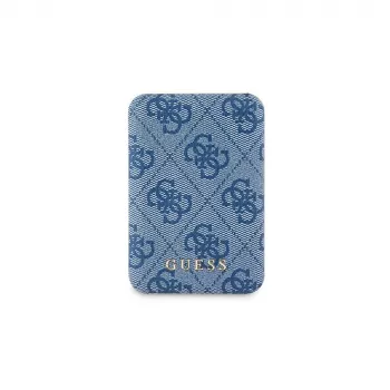 Guess Wireless Power Bank 5000mAh Blau 4G Leder Metal Logo MagSafe 15W